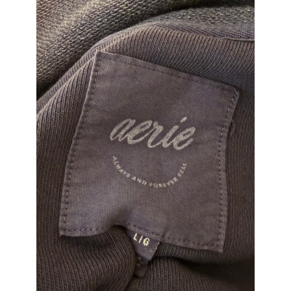 Aerie Starry Skies Navy Blue Sweatshirt Size Large Oversized Raw Edge - Picture 5 of 11